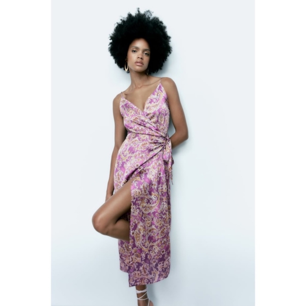 Zara Purple and Pink Wrap Dress